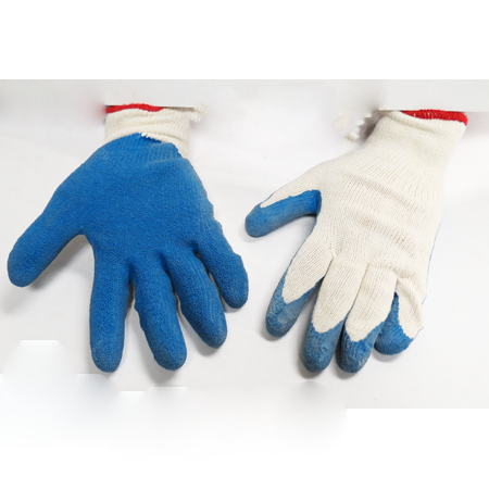 BLUE & WHITE KNIT/LATEX GLOVES